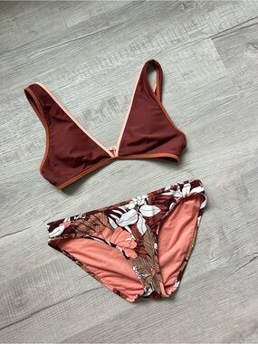 Aerie Floral Rust Bikini Set - Two-Piece Swimwear